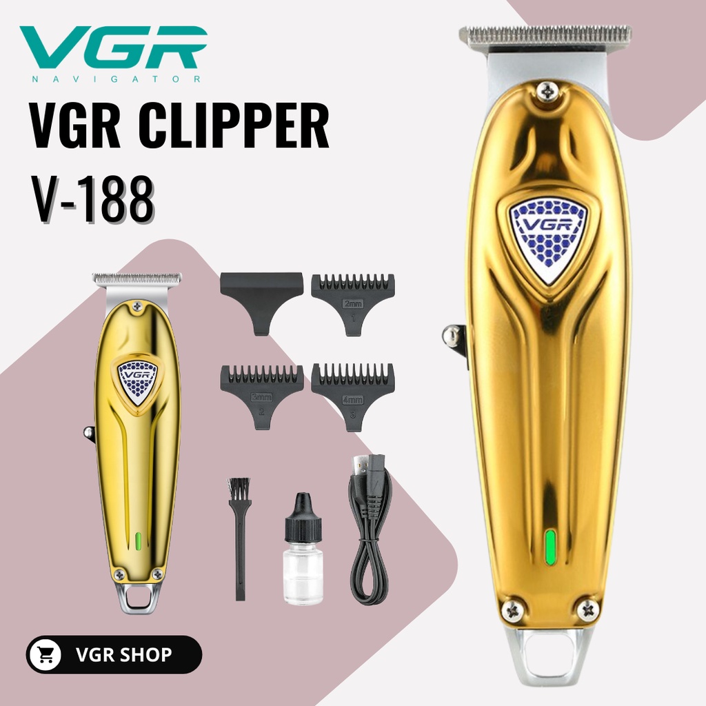 VGR รุ่น V-188 ปัตตาเลี่ยนตัดผมกันขอบแกะลายไร้สาย (สินค้าพร้อมส่ง ของแท้100%) สีทอง