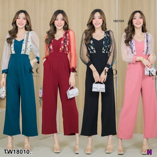 MM18010 Jumpsuit จั้มสูทขายาว แต่งลูกไม้ Jumpsuit Long-legged jumpsuit with lace ..