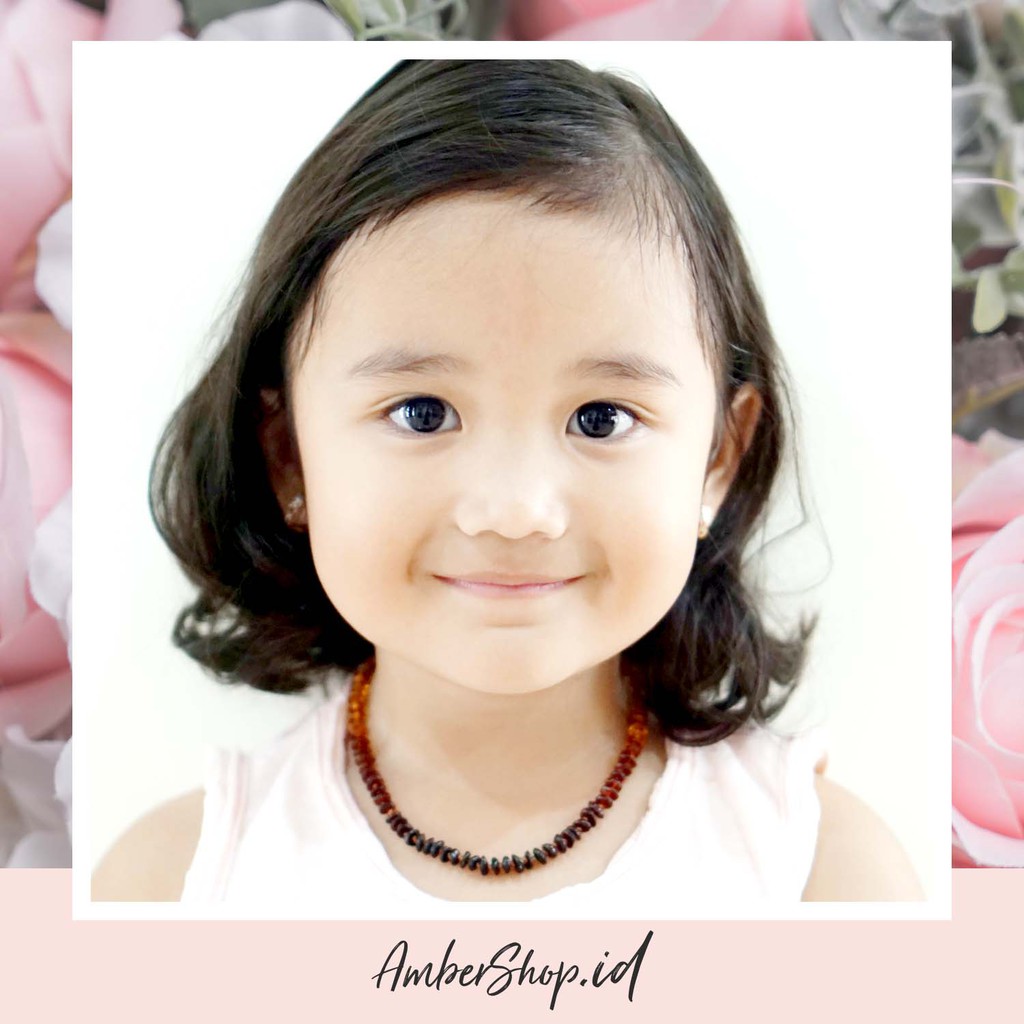 สร้อยคอ สีเหลืองอําพัน และสร้อยข้อมือ สีเหลืองอําพัน บรรเทาอาการปวดฟันเด็ก AS47 - Amber Shop