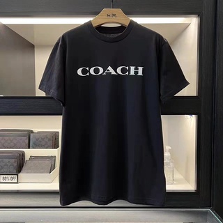 Coach เสื้อยืดแขนสั้น ผ้าฝ้าย พิมพ์ลายตัวอักษร แฟชั่นฤดูร้อน สําหรับผู้ชาย CB391