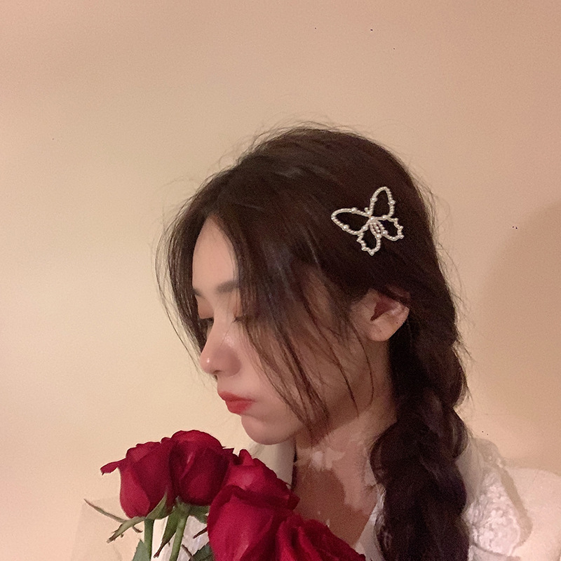 Niceruru กิ๊บติดผมลายผีเสื้อสไตล์เกาหลีสีแดงสําหรับผู้หญิง