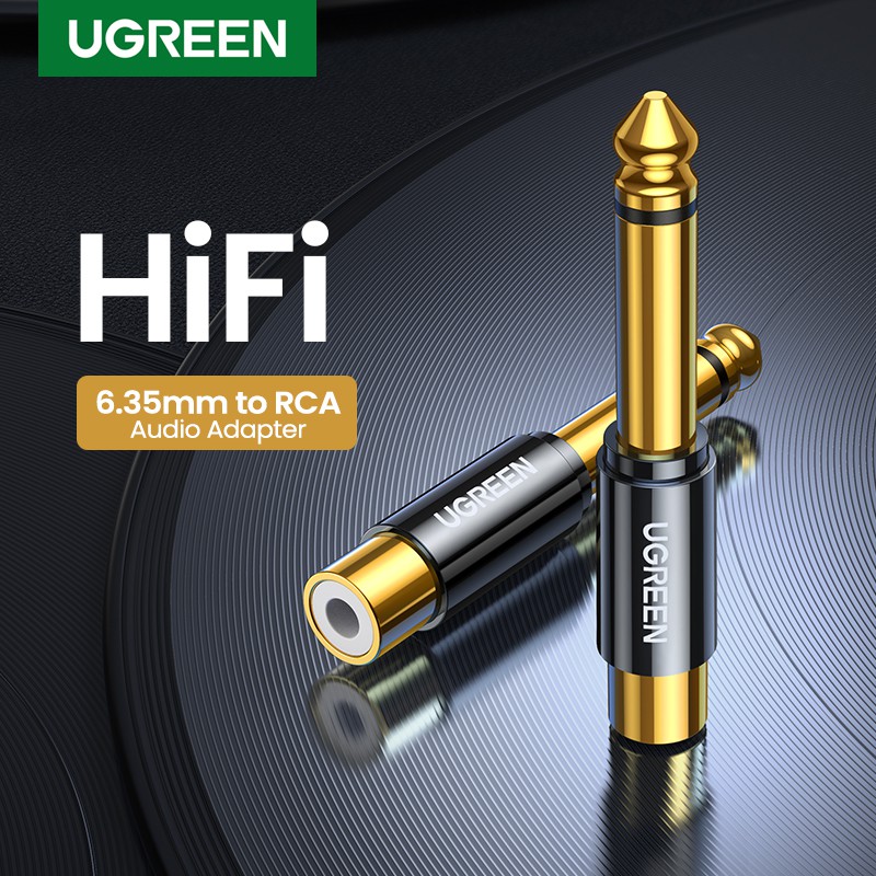 UGREEN ยูกรีน อาร์ซีเอ ถึง 6.5 มม.6.35 มม.1/4 อะแดปเตอร์ชุบทองทองแดงบริสุทธิ์ 6.5 มม.ชายกับ อาร์ซีเอ หญิงถึงแจ็ค ทีเอส โมโน อะแดปเตอร์เสียง