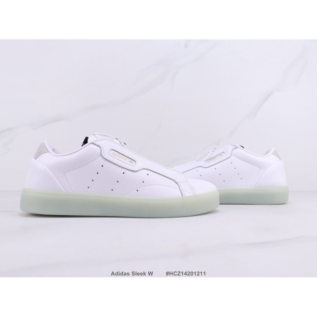 ✚☍Adidas Sleek W Clover Low - Top รองเท้าผ้าใบรองเท้าหนังนุ่ม