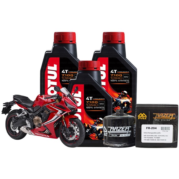 CB650F, CB650R, CBR650R  FR-204 FULL MOTO ชุดถ่ายน้ำมันเครื่อง MOTUL 7100 100% SYNTHETIC 4T [10W40]