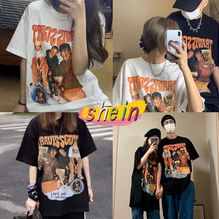 Shein🔥 เสื้อคู่รักชายหญิง เสื้อย้อนยุคผู้หญิง เสื้อยืดแนวสตรีท เสื้อ oversize สไตล์ เกาหลี เสื้อผ้าแฟชั่น  2277