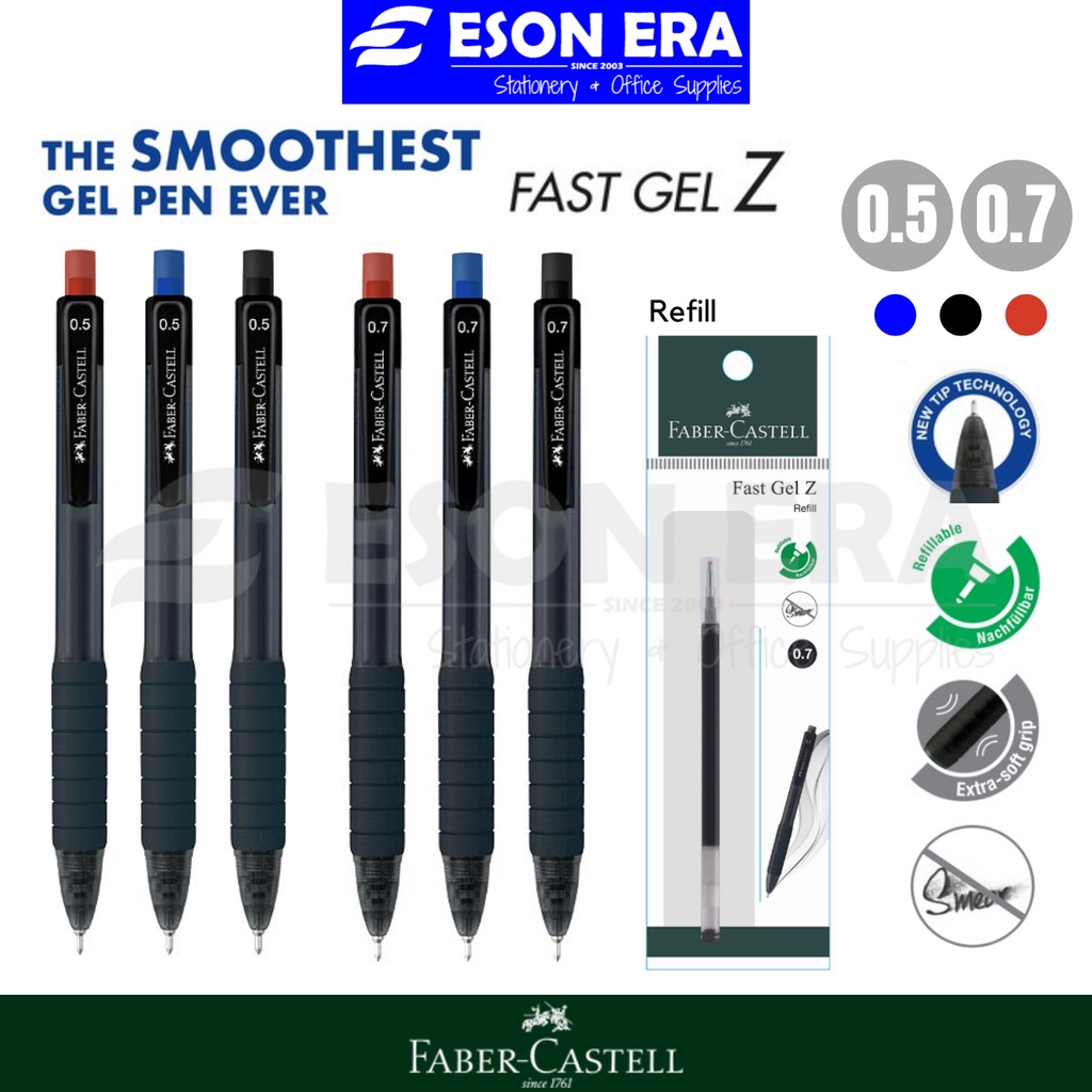 Faber-Castell Fast Gel Z ปากกาเจลแบบยืดหดได้ รีฟิล 0.5 มม. / 0.7 มม.