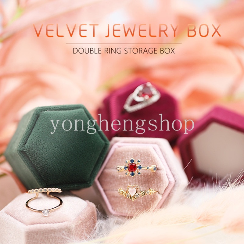 กล่องเก็บเครื่องประดับ แหวน ต่างหู แหวน บุกํามะหยี่ สไตล์โรแมนติก สําหรับงานแต่งงาน - รูปที่ 2