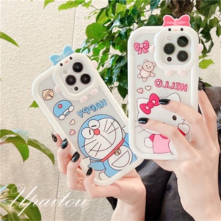 Upaitou Case🌞Compatible For iPhone 14 13 12 11 Pro Max X XR Xs Max 8 7 6 6s Plus SE 2020 เคสโทรศัพท์มือถือแบบนิ่ม ใส กันรอยกล้อง ลายการ์ตูนแมวน่ารัก แต่งโบว์ สําหรับ