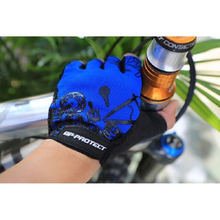 ถุงมือครึ่งนิ้ว มอเตอร์ไซค์ จักรยาน   (สีน้ำเงิน) Motorcycle/gloves-D36-Blue