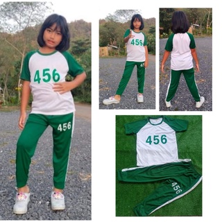 ชุดSQUID GAME#ชุดสควิดเกมส์เด็ก ชุดผู้เล่น size XL- 4XL #AEIOU (หมายเลข 456)