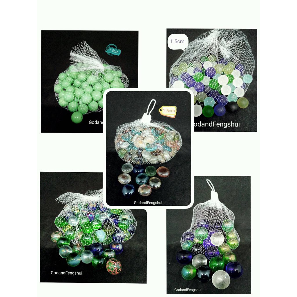 ลูกแก้วกลมจิ๋ว มีหลายสีหลายขนาดให้เลือก 1.5 ซม. และ 2.5 ซม.