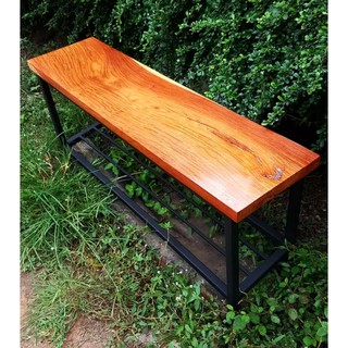 MPT2Wood-Steel เก้าอี้ม้านั่งยาว MPT-87 ขนาด ก25-30xส40xย100ซม.ทำจากไม้ธรรมชาติ ขอบตรง ขาเหล็ก เก้าอี้ยว ชั้นวางของ