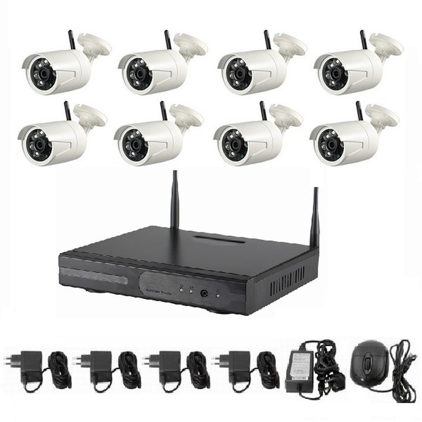 Wireless IP Camera 8 กล้อง 1 MP 720P NVR kit IPWI008