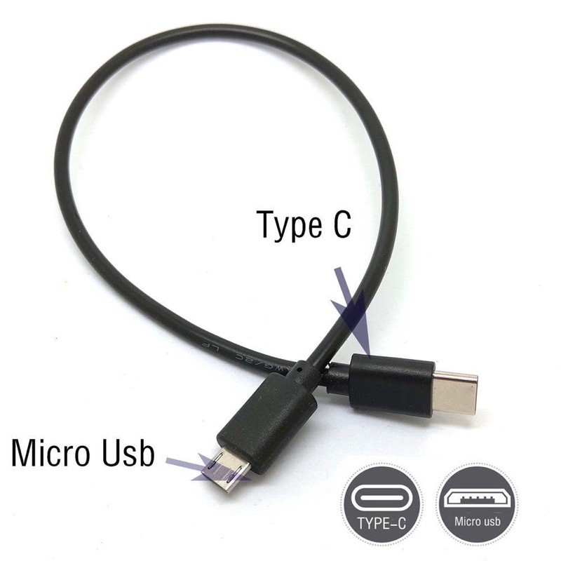 Cables, Chargers & Converters 80 บาท สายชาร์จ Type-C to Micro usb ความยาว 30cm Mobile & Gadgets