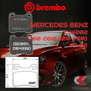 ผ้าเบรคหลัง BREMBO MERCEDES BENZ C W202 (180 200 220 230) ปี 93-02 (P50013B/C)