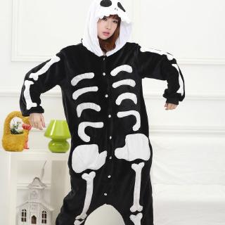 เครื่องแต่งกายชุดคอสเพลย์ Onesie Kigurumi โครงกระดูก