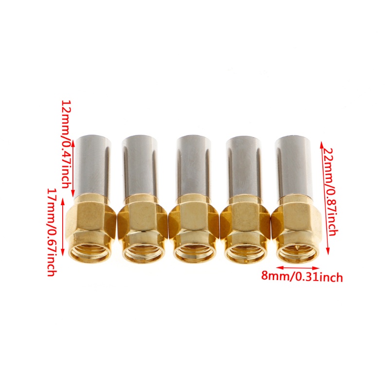 ✿ ปลั๊กเชื่อมต่อโคแอกเชียล SMA ตัวผู้ RF สําหรับ RG58 RG142 RG400 LMR195 RG223 5 ชิ้น - รูปที่ 2