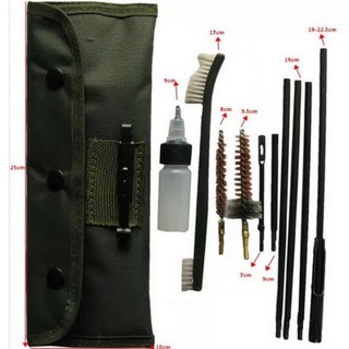 10 Pcs Cleaning Brush Kit Fit Pouch For 22LR 223 556 ชุดล้างทำความสะอาดลำกล้อง