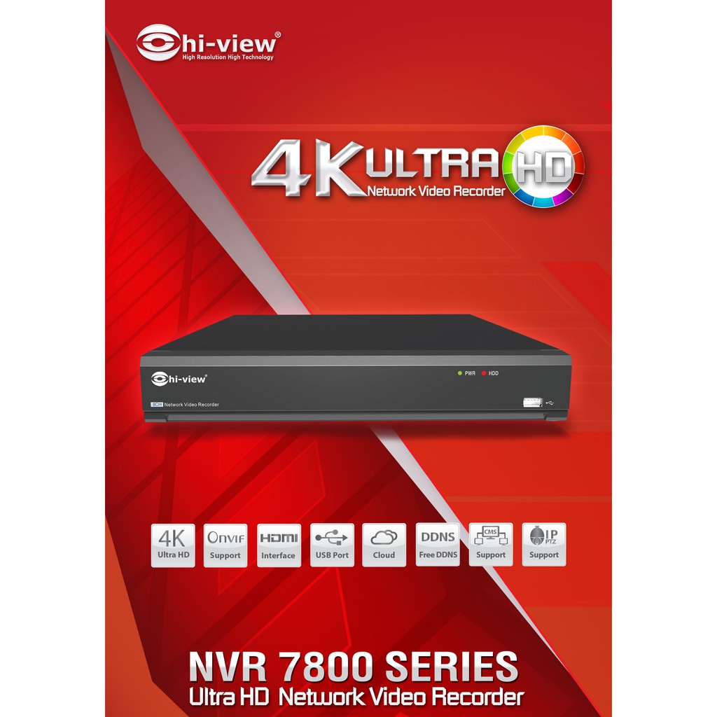Hiview เครื่องบันทึก NVR 8 CH รุ่น : HP-7808 Support 4K (8.0 MP (3840×2160)