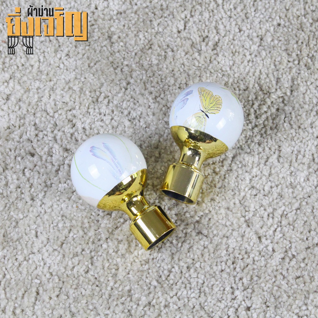 หัวปิดรางม่าน อุปกรณ์ราวม่าน เฉพาะหัวราง ขนาด 26 มม (ลายไม้ขาว-คอทอง) - รูปที่ 4