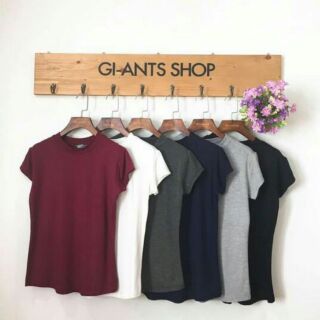 เสื้อยืดสีพื้น คอชิด แขนเต่อ แบรนด์ Gi-ants shop👕&lt;สอบถามสีหลังไมค์ได้เลยค่า&gt;