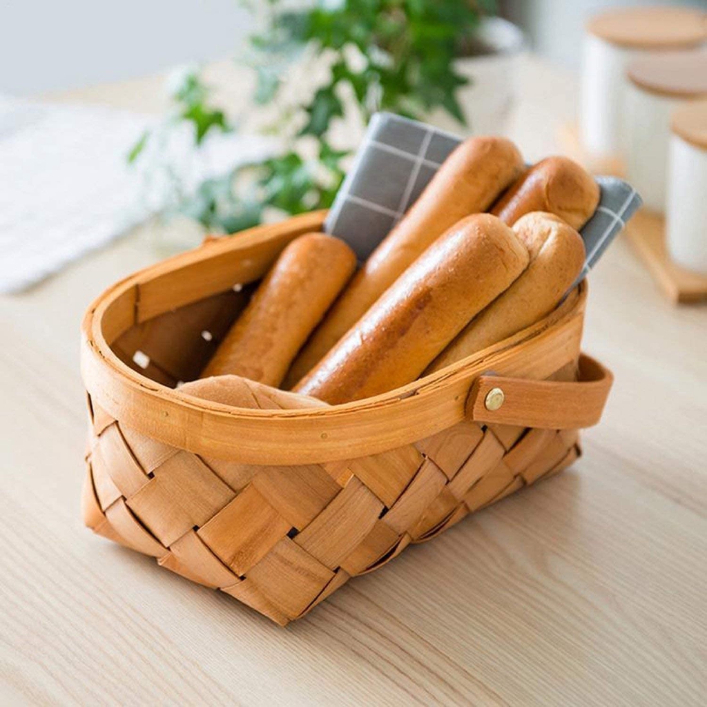 Handmade Rattan Storage Container Storage Basket Wooden Storage Basket