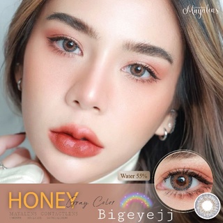 (บิ๊กอายตาโต) คอนแทคเลนส์ สีเทา Honey Gray  แบรนด์ Mayalens เลนส์นิ่มมาก ค่าน้ำ55%