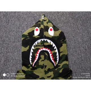 [พรีออเดอร์] BAPE 1st Color Green Camo Shark Full-Zip Hoodie