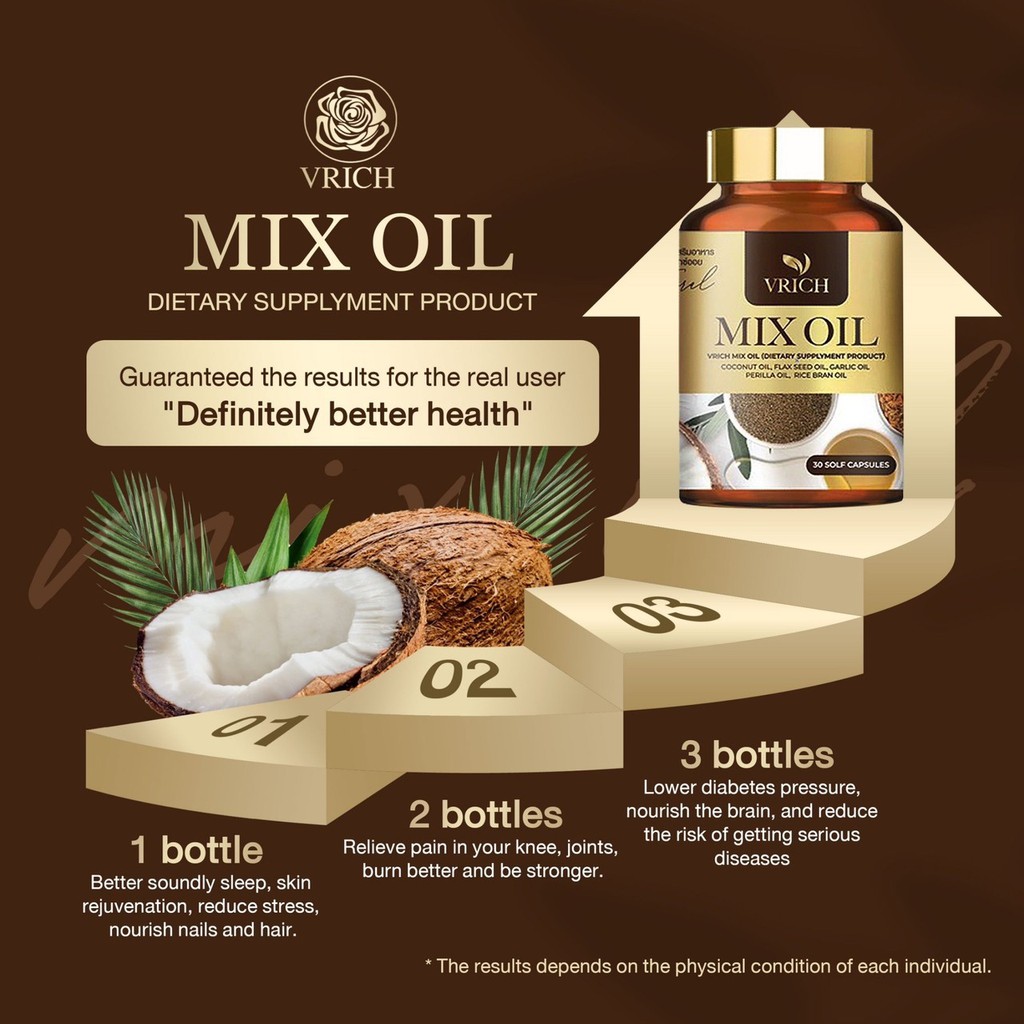 Mix oil น้ำมันสกัดเย็น 5 ชนิด VRICH  (1 กระปุก)- #ของแท้ 100%