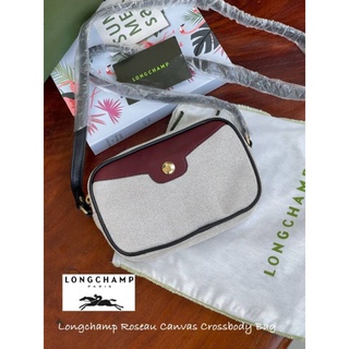 📮@1,290.-🔥🔥BIG DISCOUNT🔥🔥Longchamp Roseau Canvas Crossbody Bag