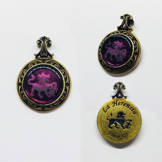 จี้เงินผู้ชาย จี้เงิน 925 ประดับพลอยแท้ Amethyst รูปสิงห์ ชุบทอง ส่งฟรี มีใบรับประกันสินค้า เก็บเงินปลายทางได้