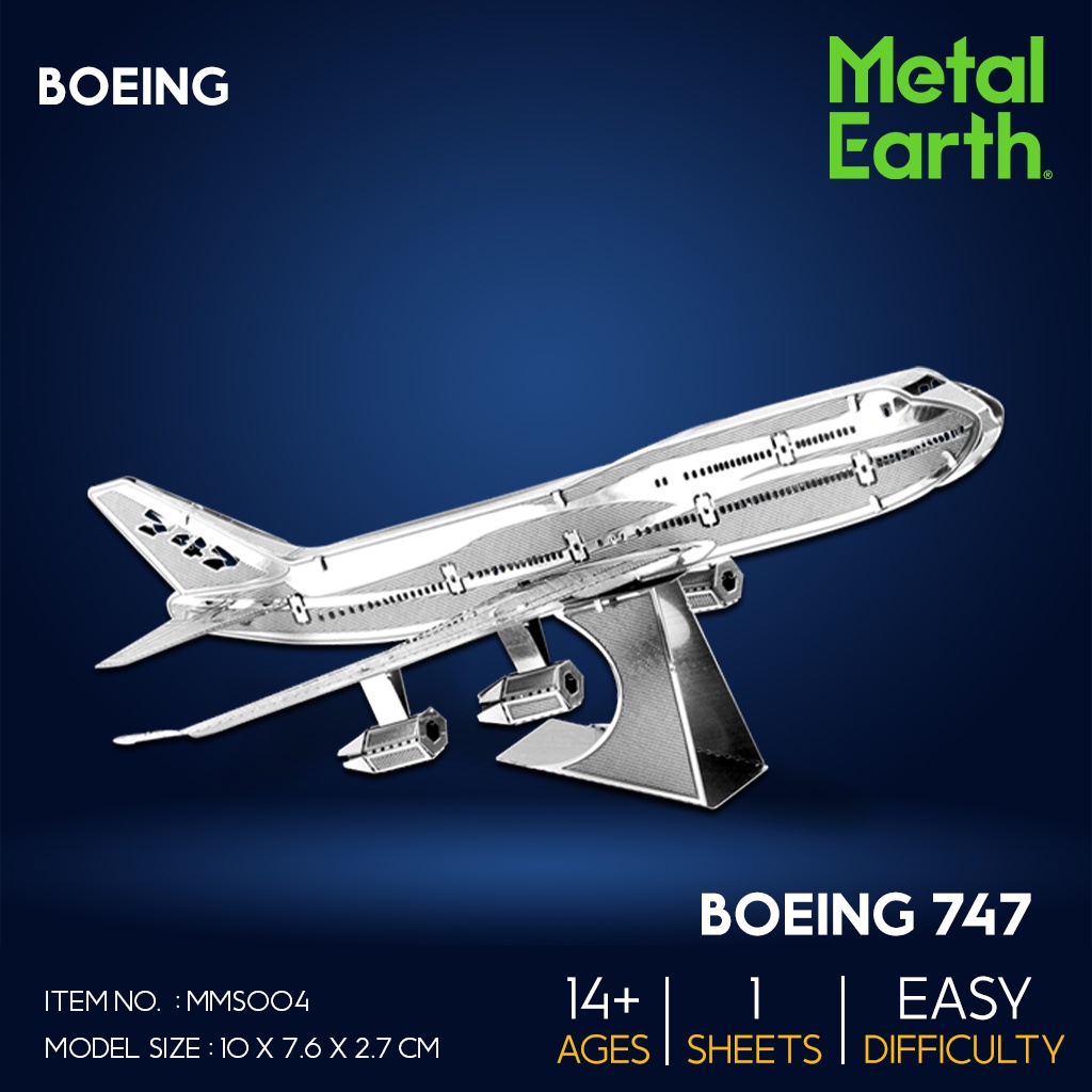 โมเดลโลหะ 3 มิติ เครื่องบินโบอิง 747 Boeing 747 Metal Earth MMS004 ของแท้ 100% สินค้าเป็นแผ่นโลหะต้อ