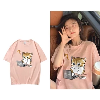 🌈 Fairy Style 🌈เสื้อยืด คอกลม แขนสั้น ผ้านิ่ม พิมพ์ลายแมวสงสัย น่ารักๆ สไตล์เกาหลี #9635