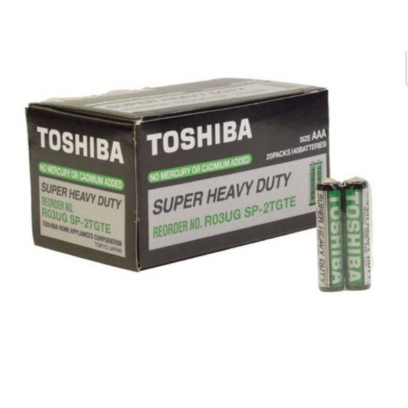 (ยกกล่อง) ถ่าน AAA (R03) Toshiba 1.5V Super Heavy Duty พลังไฟทนนาน จำนวน40ก้อน ข