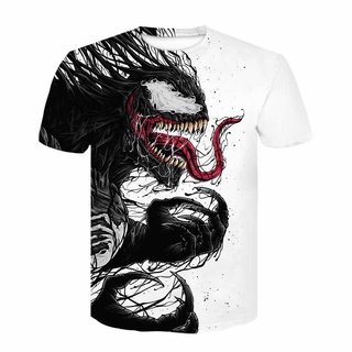 เสื้อยืดลําลอง พิมพ์ลาย Marvel movie venom 3D แฟชั่นฤดูร้อน สําหรับผู้ชาย และผู้หญิง