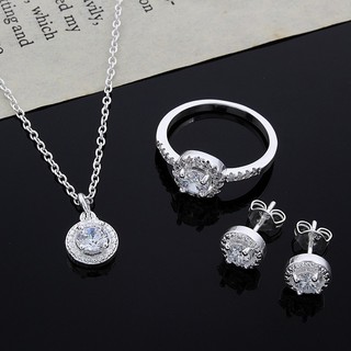 สร้อยคอคริสตัลแหวนต่างหูชุดเครื่องประดับเงิน Swarovski