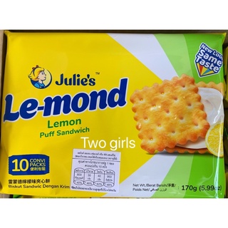 จูลี่ส์ สอดไส้ครีมรสเลมอน 17กรัมx10ซอง lemond puff sandwich lemon flavored cream 170g.