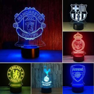 โคมไฟกลางคืน รูปฟุตบอล Real Madrid Liverpool Manchester เปลี่ยนสีได้ 7 สี USB