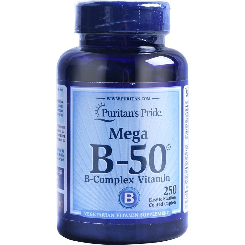 Puritan's Pride Mega B-50 B-Complex /250 Caplet วิตามินบีรวมสูตรtime ...