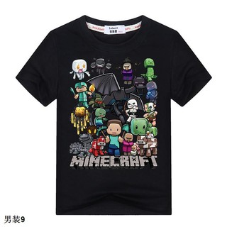 เสื้อยืดแขนสั้นผ้าฝ้ายสำหรับเด็ก minecraft