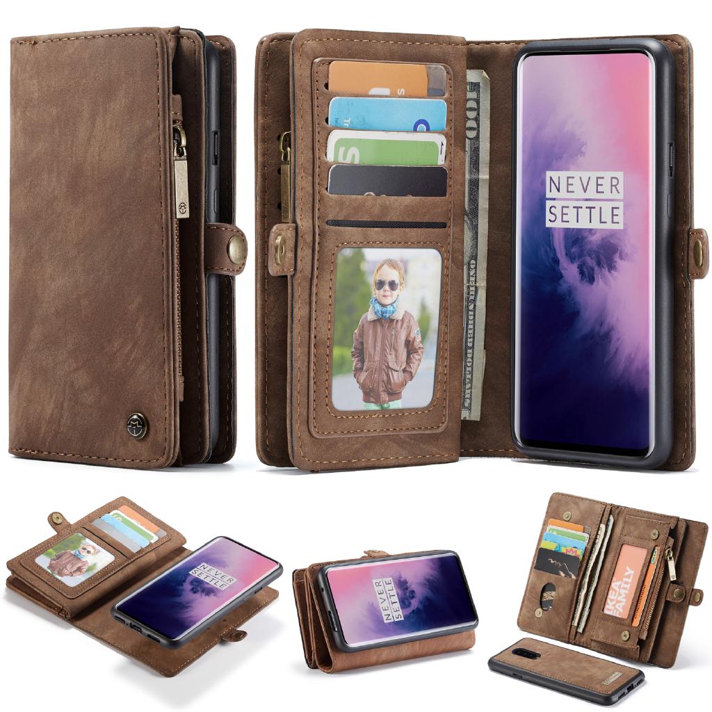 Magnetic Wallet Case Oneplus 7 Pro Flip Retro Card Slots Genuine Leather Case Cover Phone Case