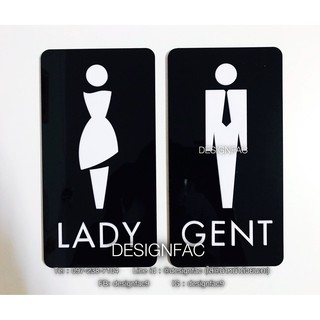 ป้ายห้องน้ำอะคริลิคแบบแยกป้าย LADY,GENT ป้ายห้องนำ้สวยๆ นูนสวยมีมิติ สไตล์โมเดิร์นลอฟท์ ,1คู่ได้ป้ายชายและป้ายหญิง