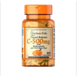 Puritan’s Pride [2v Vitamin C-500 Bioflavonoids Rose hips Timed Release 100/250 caplets ถูกสุดในไทย] วิตามินซี แตกตัวช้า