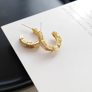 S925 เข็มเงินญี่ปุ่นและเกาหลีต่างหูแฟชั่น C word niche ต่างหูผู้หญิงS925 silver needle  earrings