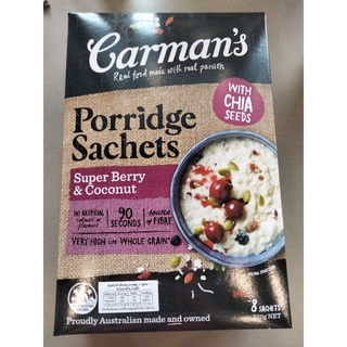 Carmans  Porridge Sachets Berry&amp;Coconut ธัญพืช ข้าวโอ๊ต อบกรอบ คาร์แมนส์  320 กรัม