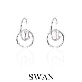 SWAN - Lara Hoop Earring ต่างหูเงินแท้ แบบเจาะทรงห่วง เงินเกลี้ยง