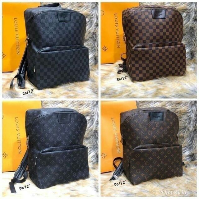 🎉กระเป๋าเป้ Louis Vuitton สายหนัง มีกระเป๋าซิบหน้า เกรดพรีเมี่ยม ปั๊มทุกจุด 🎉