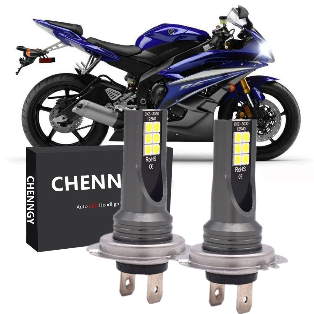 2X Bright H7 LED ไฟหน้าหลอดไฟชุดสําหรับ Yamaha YZF R6 YZFR6 2008 ถึง 2016 R3 2016 ถึง 2018