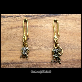 ชุดพวงกุญแจทองเหลือง Styleญี่ปุ่น พร้อมจี้ประดับรูปเสือทอง สายมู-Craft งานหล่อในประเทศไทย เป็นของขวัญความหมายดี-No.01