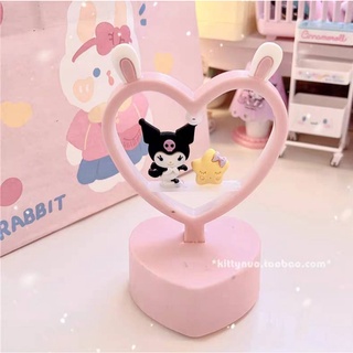 SANRIO โคมไฟตั้งโต๊ะ LED รูปหัวใจ สำหรับตกแต่งห้องนอน ลายการ์ตูนอนิเมะ Mamelody Kuromi Sanrio Heart